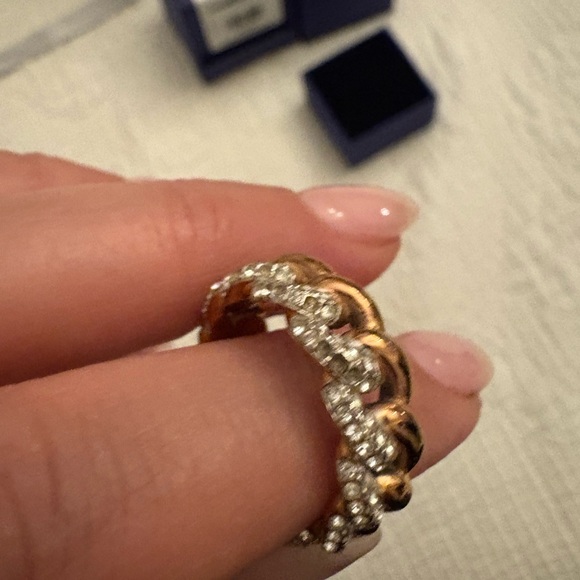 Swarovski Twist Lane Ring Rose Gold Silver Crystal Size 55 / US 7 - Picture 6 of 11